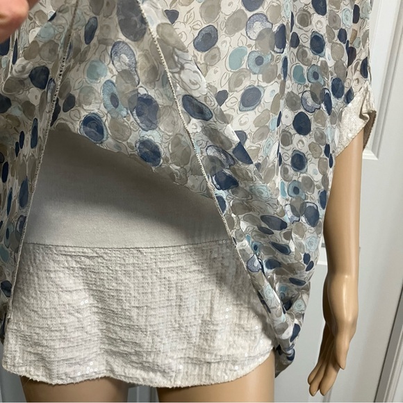 Blue and white polka dot sheer blouse with sequins - Picture 3 of 9